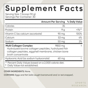 Poudre de collagène Sports Research dans un bol avec des fruits