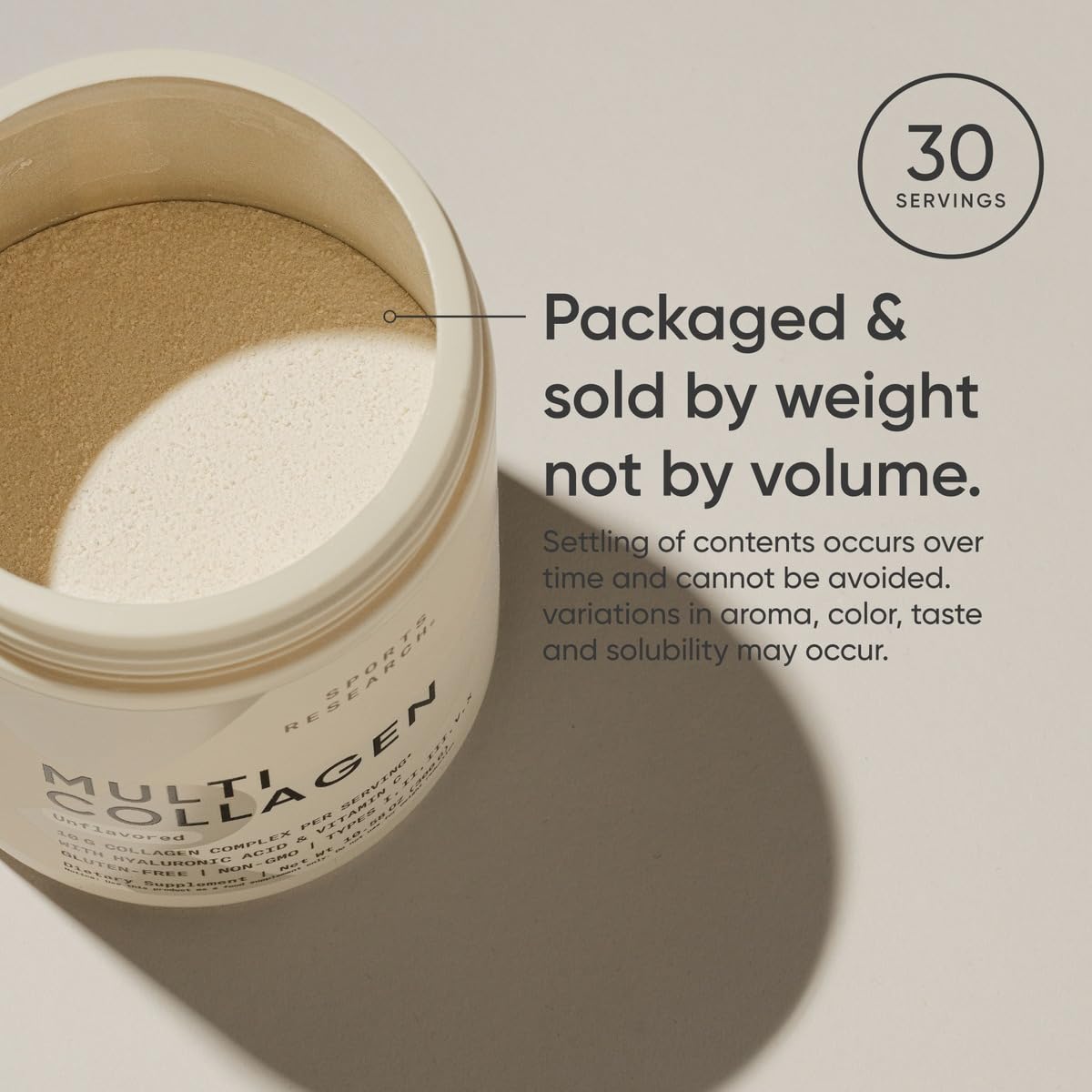 Poudre de collagène Sports Research prête à être mélangée dans un smoothie