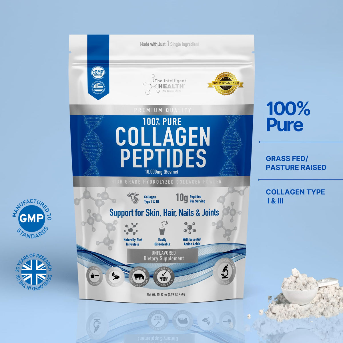Poudre de collagène The Intelligent Health avec des ingrédients naturels