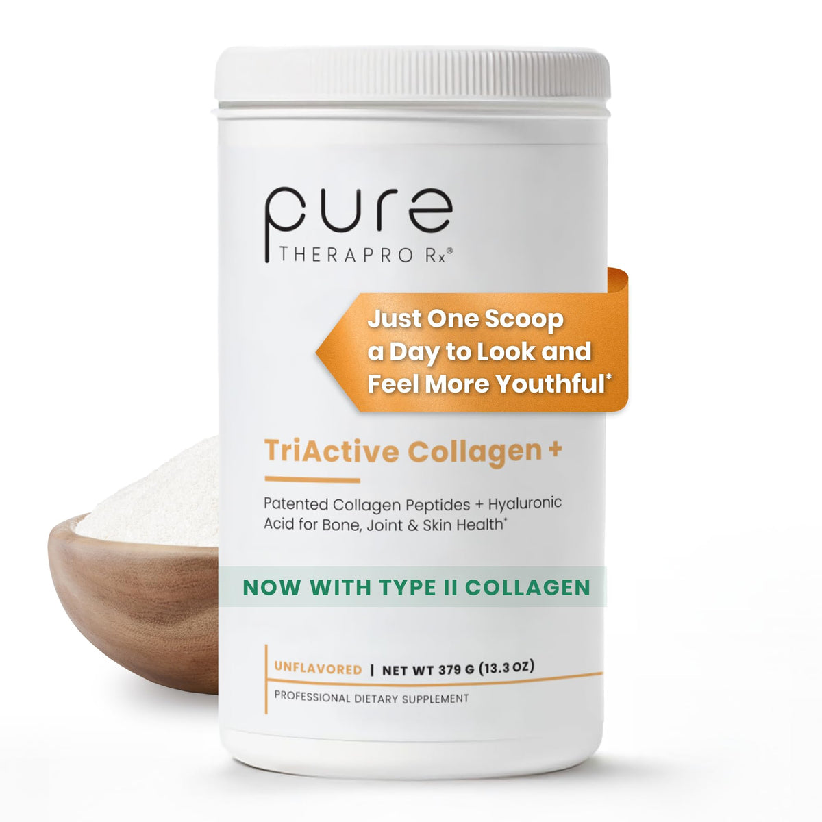 Poudre de Collagène TriActive Pure Therapro Rx 458 g vue de face