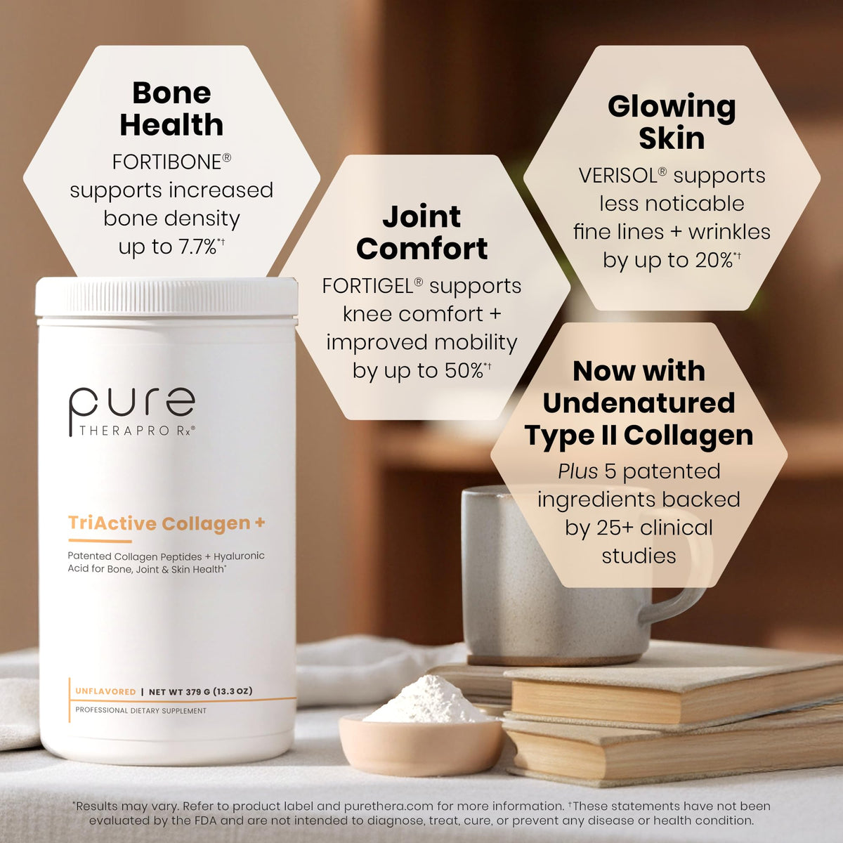 Poudre de Collagène TriActive Pure Therapro Rx dans un bol