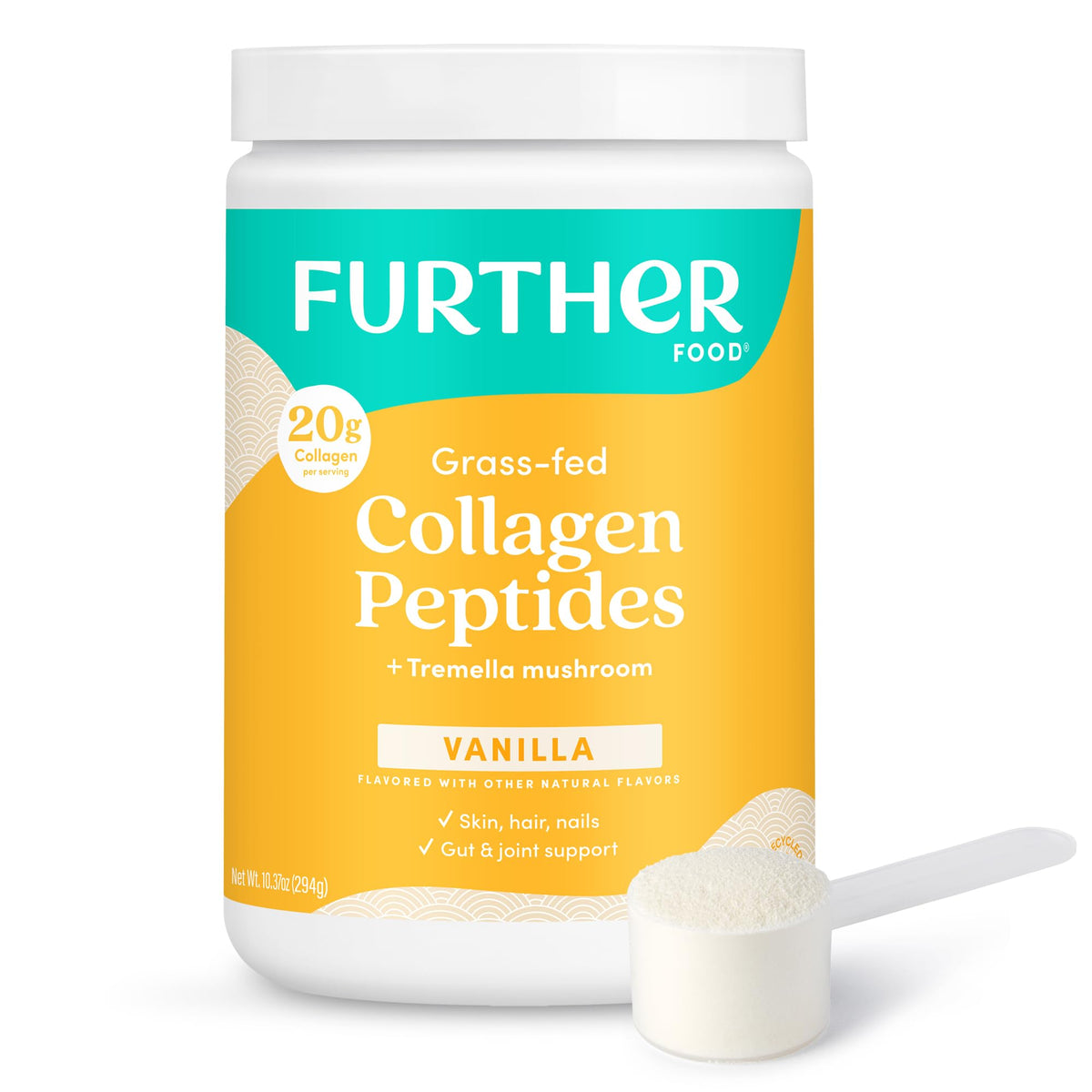 Poudre de collagène vanille Further Food 372g vue avant