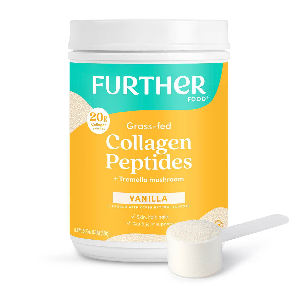 Poudre de collagène vanille Further Food 748g vue avant