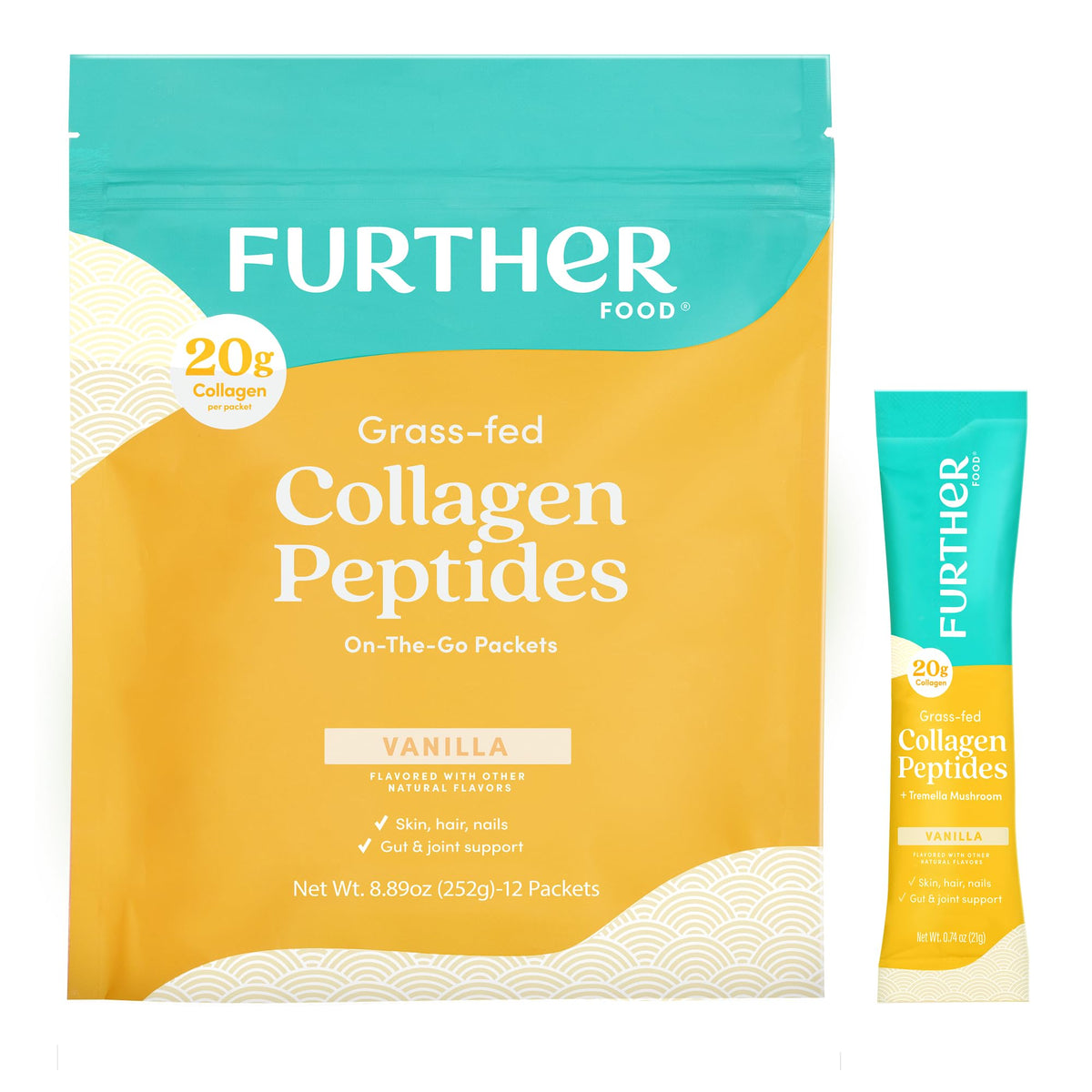 Poudre de collagène vanille Further Food sachet avant