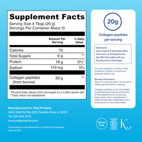Poudre de collagène Vital Proteins 331g sans saveur dans un verre