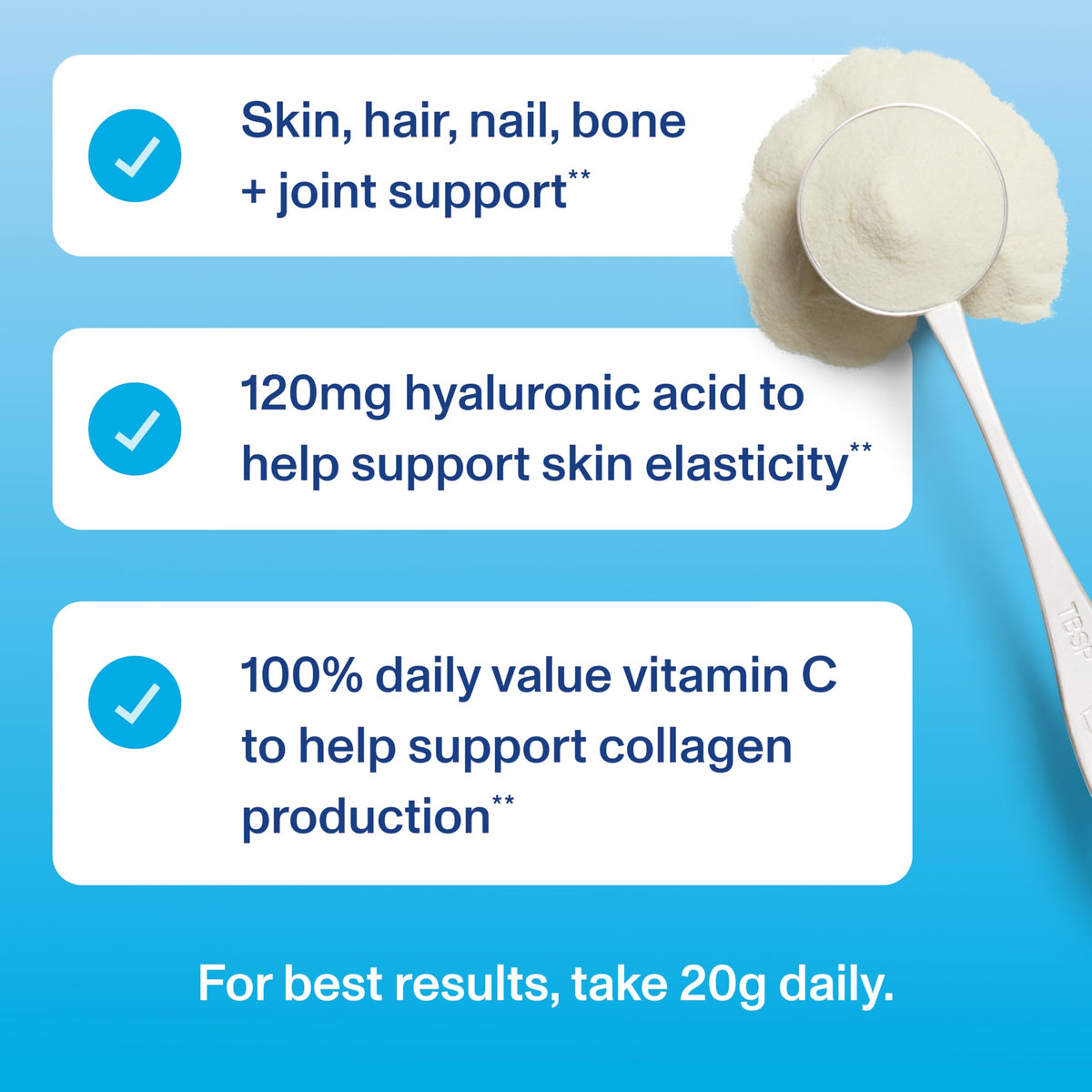 Poudre de collagène Vital Proteins sur un plan de travail