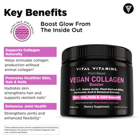 Poudre de collagène Vital Vitamins versée dans un verre
