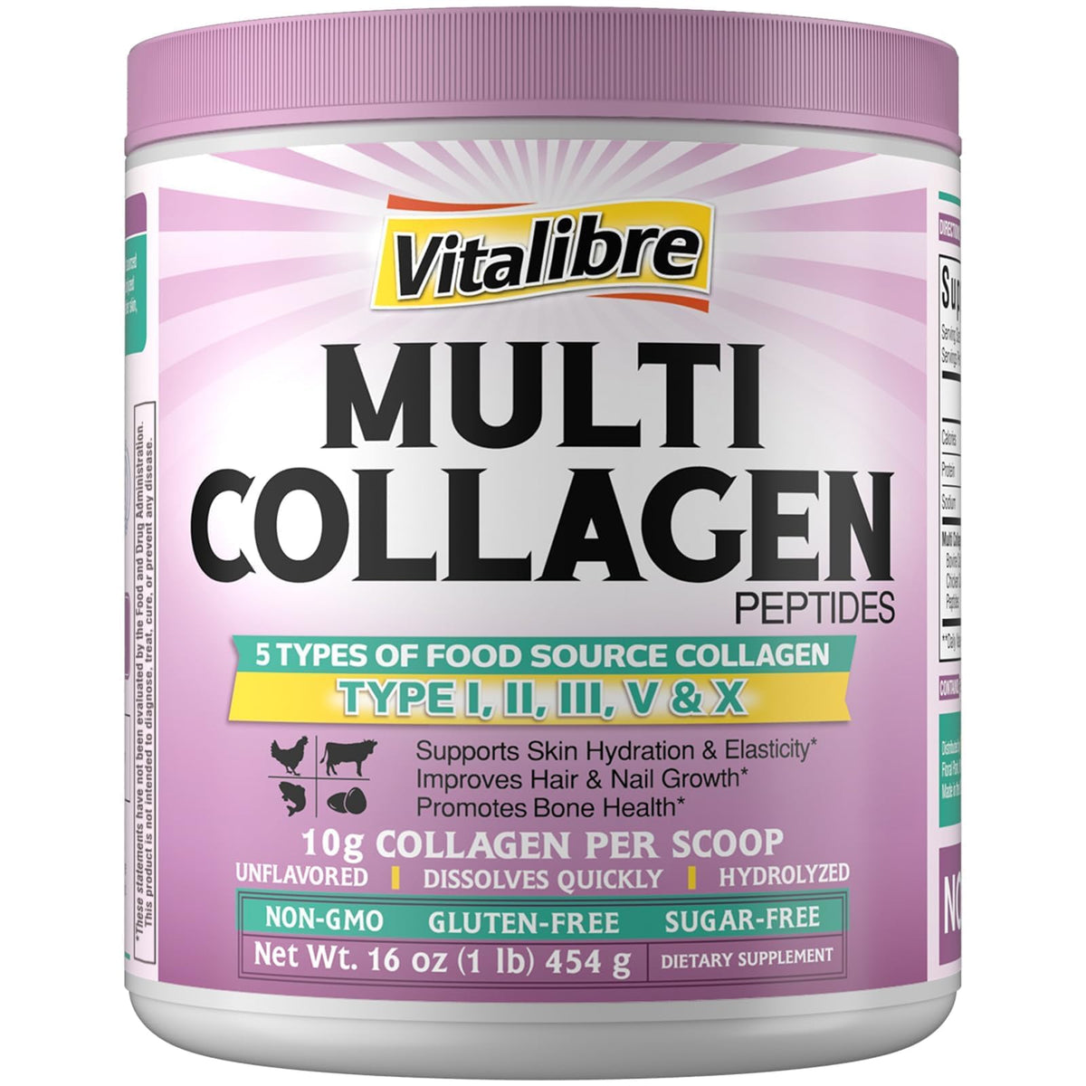 Poudre de collagène Vitalibre 558g vue avant