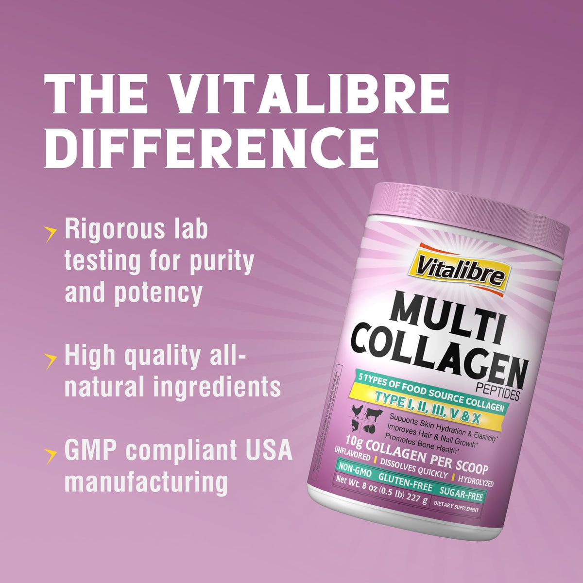 Poudre de Collagène Vitalibre avec ingrédients naturels