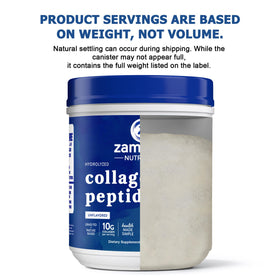 Poudre de collagène Zammex 712g dans une cuisine avec d'autres compléments