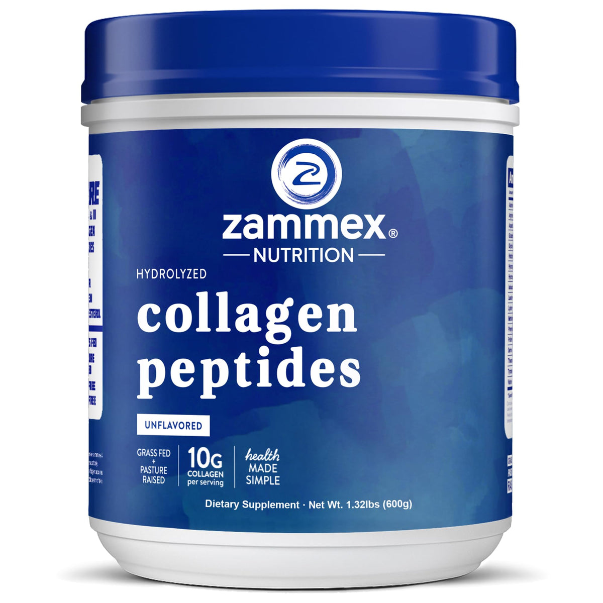 Poudre de collagène Zammex 712g vue avant avec étiquette