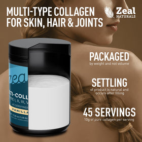 Poudre de collagène Zeal Naturals 771g en utilisation dans un smoothie