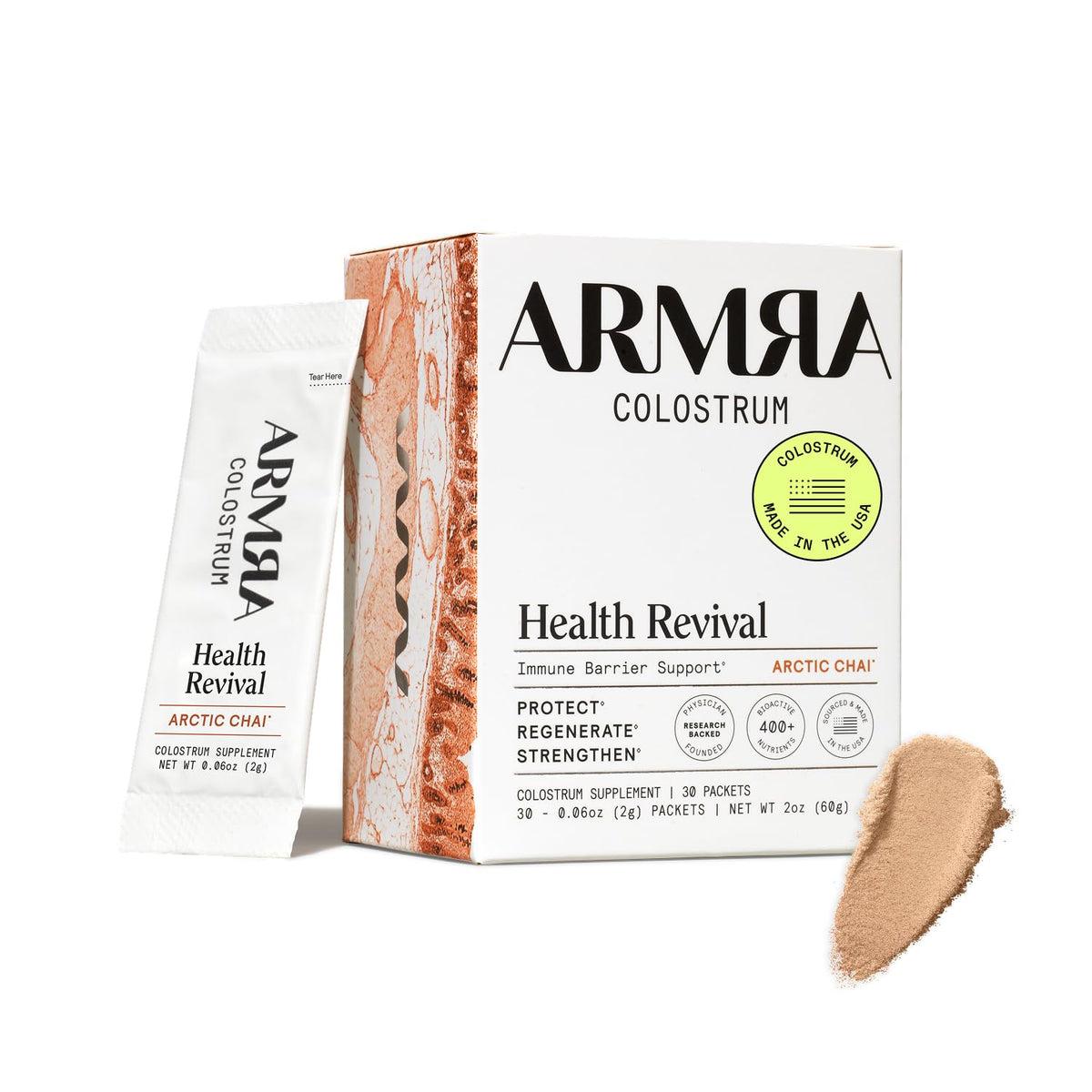 Poudre de colostrum ARMRA Arctic Chai vue de face
