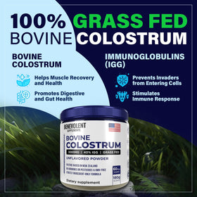 Poudre de colostrum Benevolent Nourishment avec des ingrédients
