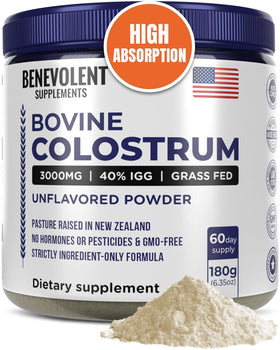 Poudre de colostrum Benevolent Nourishment vue de face