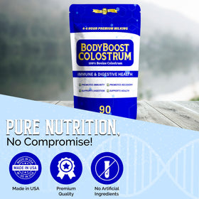 Poudre de colostrum BodyBoost 5000mg, cuillère doseuse avec poudre