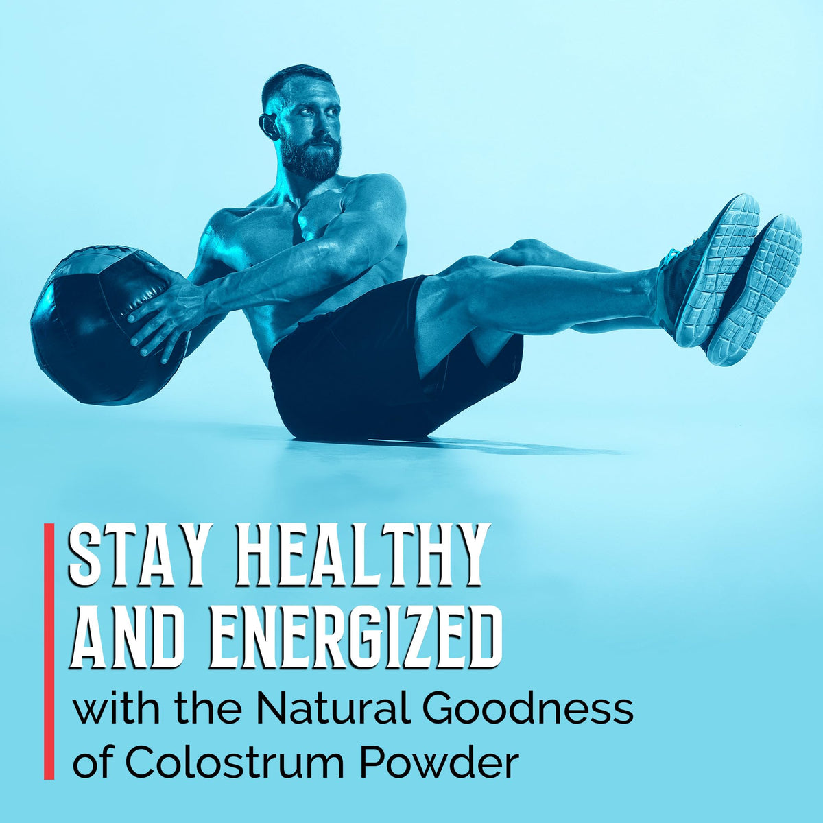 Poudre de colostrum BodyBoost 5000mg, mise en scène sur une table