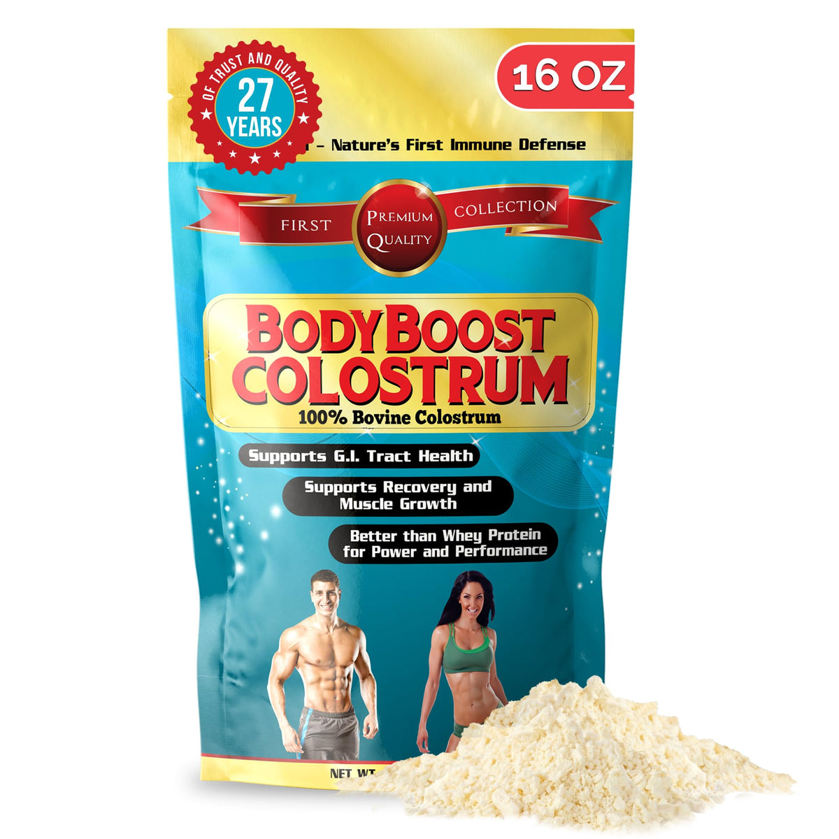 Poudre de colostrum BodyBoost 5000mg, vue de face