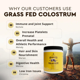 Poudre de colostrum bovin Ancestral Supplements sur une table
