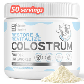 Poudre de colostrum bovin bio Sound Health Supplements, vue de face