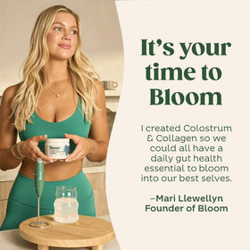 Poudre de colostrum bovin Bloom Nutrition avec des fraises