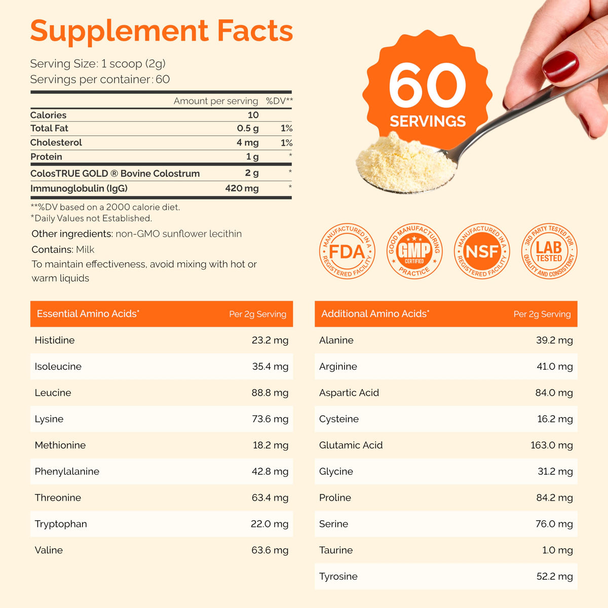 Poudre de colostrum bovin Folqs en utilisation dans un smoothie