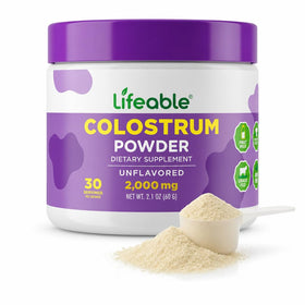 Poudre de colostrum bovin Lifeable 2000mg, vue de face