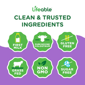 Poudre de colostrum bovin Lifeable avec des ingrédients naturels