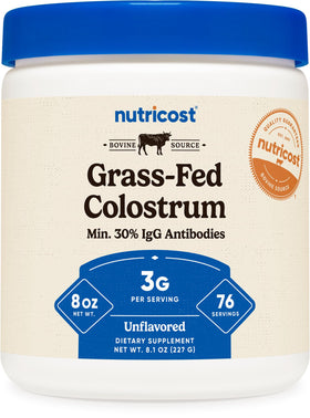 Poudre de Colostrum Bovin Nutricost 8 oz vue de face