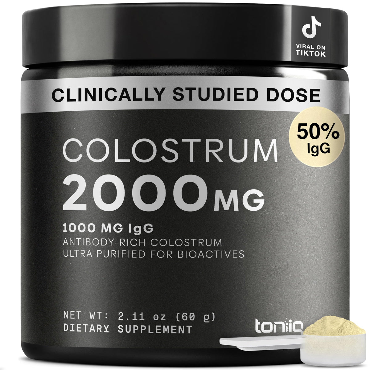 Poudre de colostrum bovin Toniiq 2000mg en pot