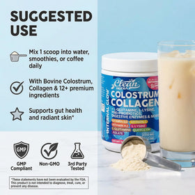 Poudre de colostrum et collagène Clean Nutraceuticals avec fruits