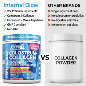 Poudre de colostrum et collagène Clean Nutraceuticals en préparation de boisson