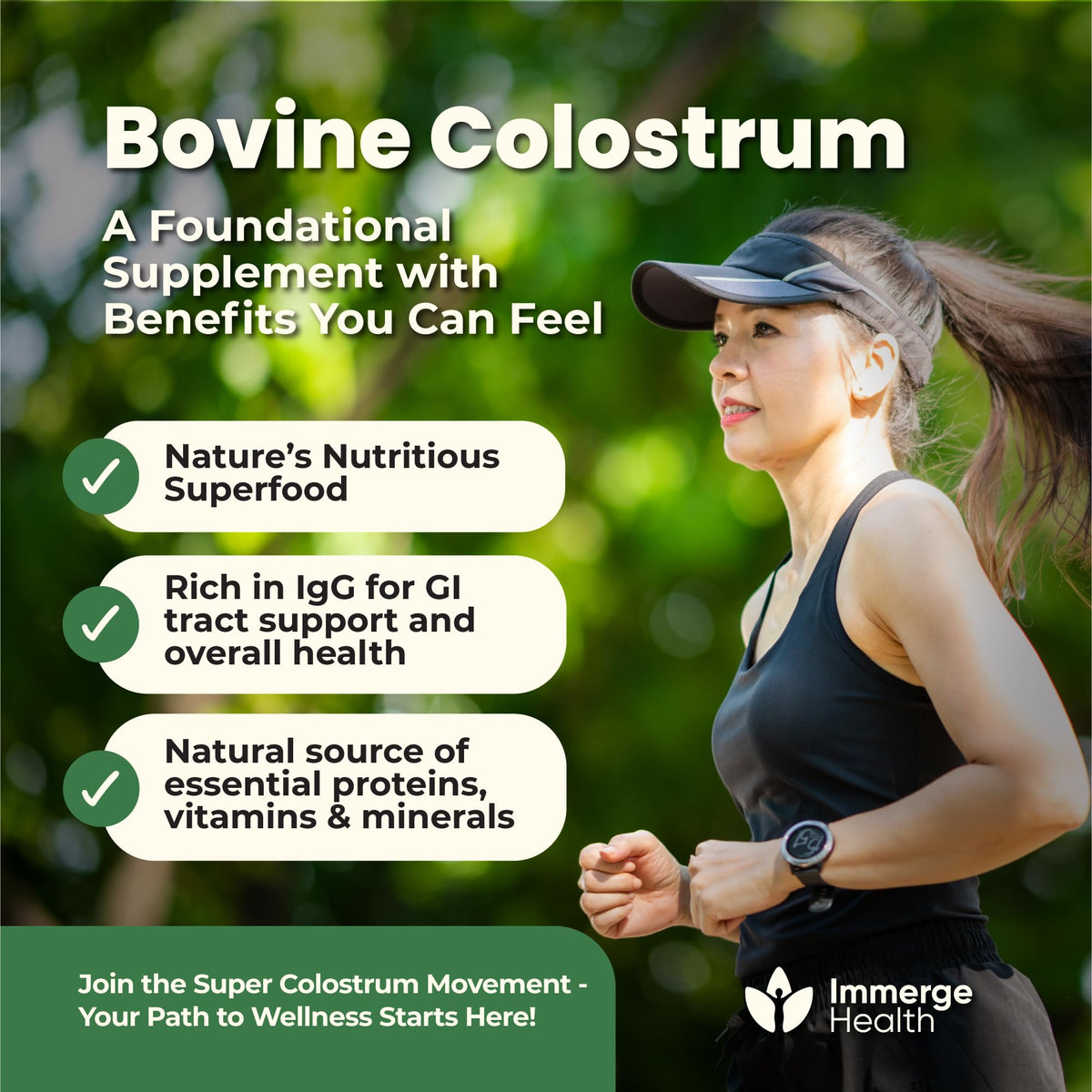 Poudre de colostrum Immerge Health dans un bol