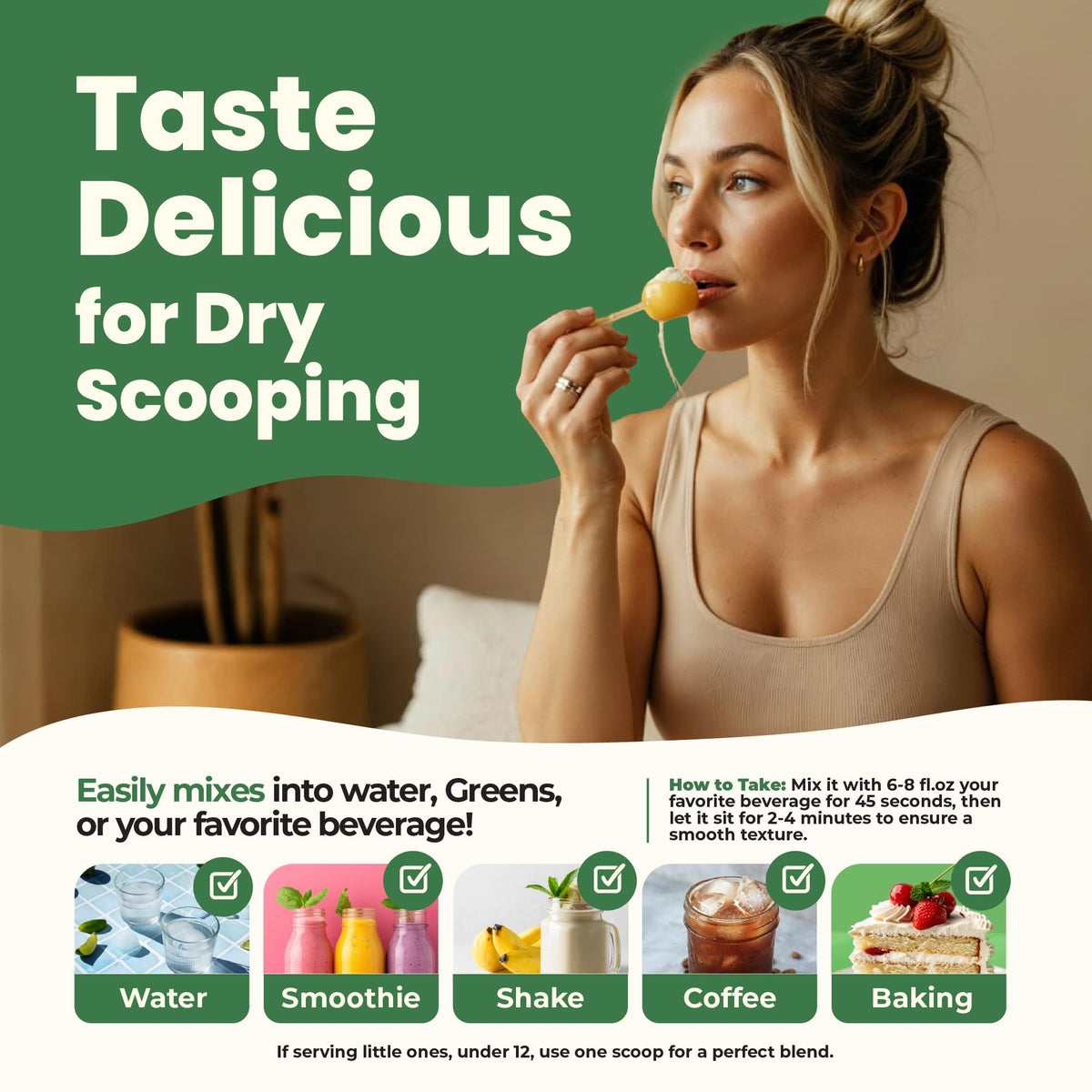 Poudre de colostrum Immerge Health dans une tasse de café