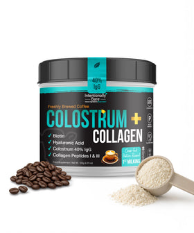 Poudre de colostrum Intentionally Bare 120g saveur café vue de face