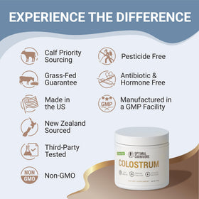 Poudre de colostrum Optimal Carnivore 120g dans un verre d'eau
