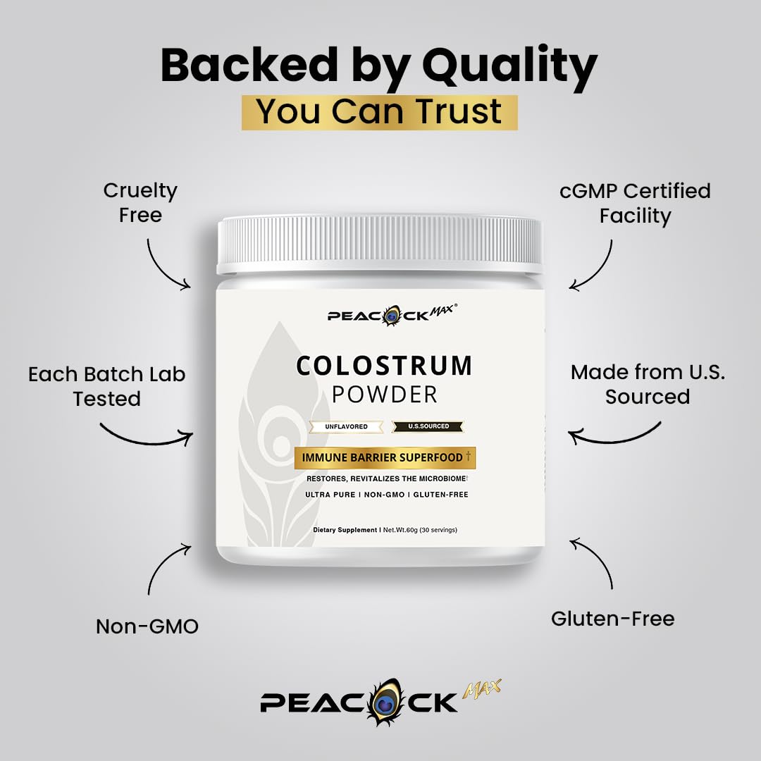 Poudre de colostrum Peacock Max 60g avec ingrédients naturels