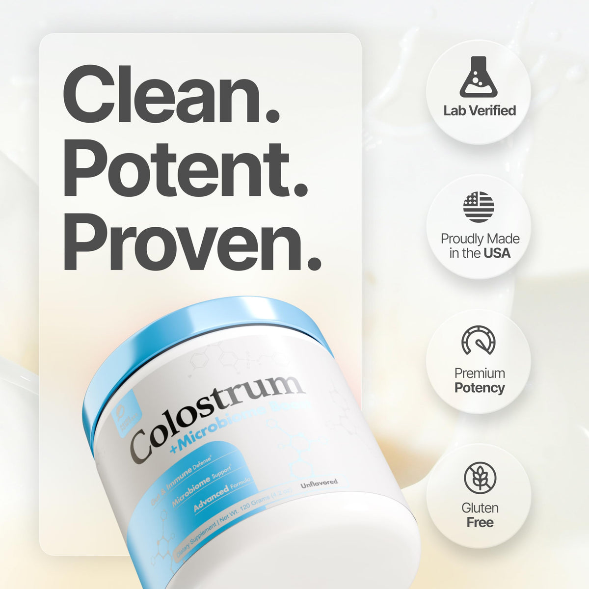 Poudre de colostrum Powders dans un bol
