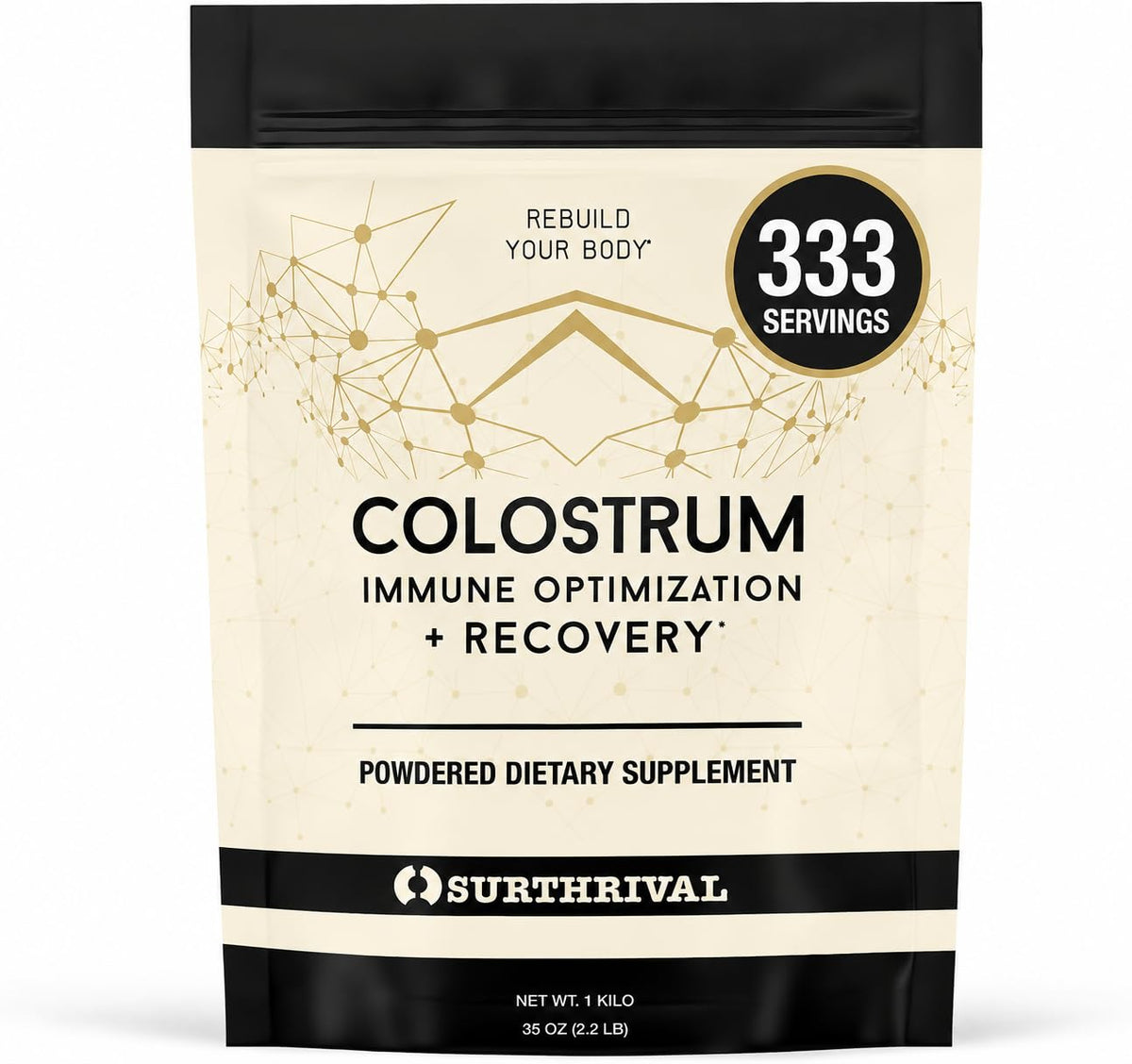 Poudre de colostrum Surthrival 1 kilo vue de face