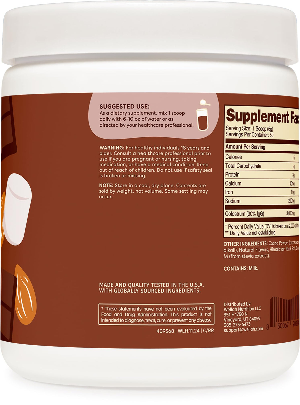Poudre de colostrum Wellah avec cuillère dosette