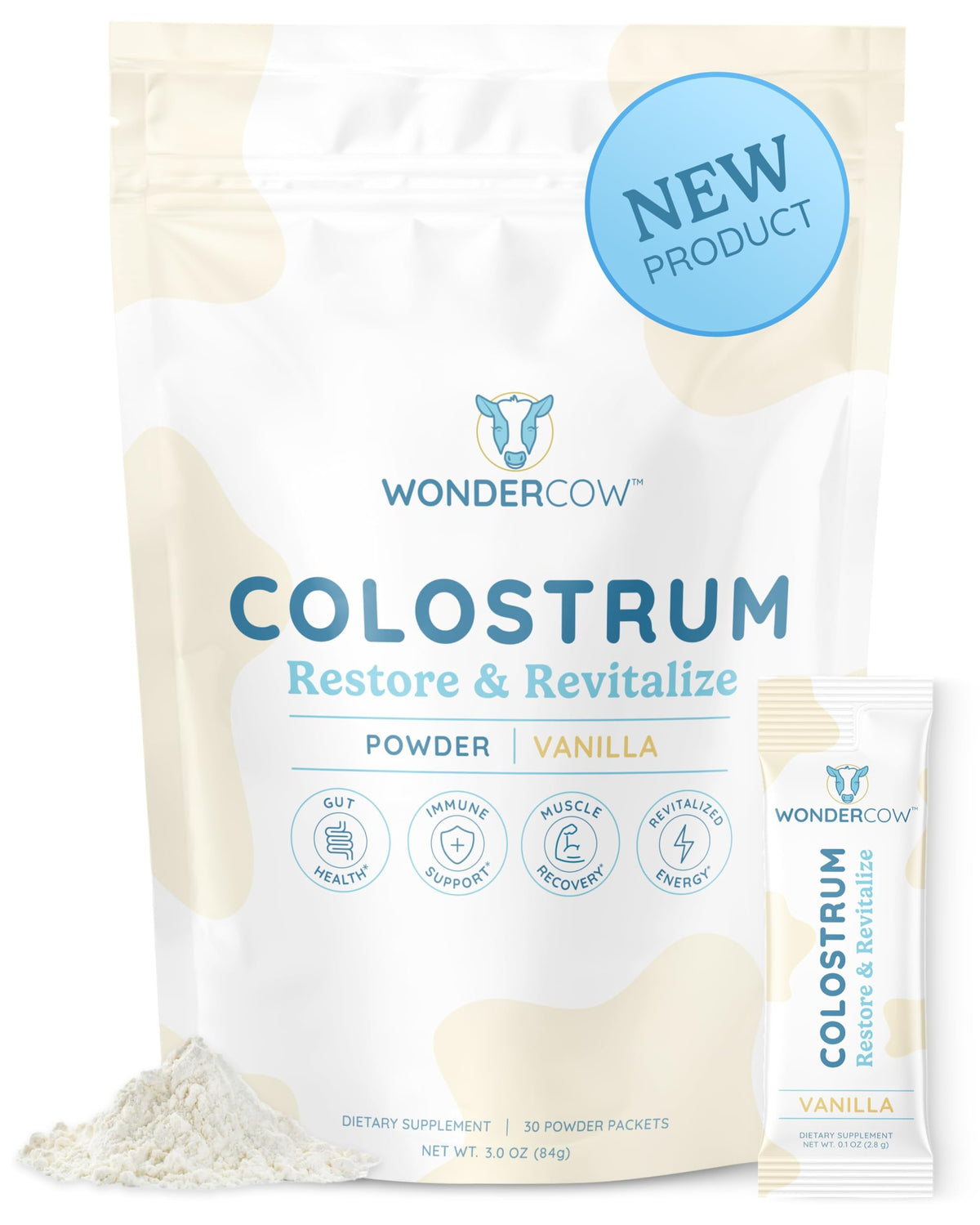 Poudre de colostrum WONDERCOW 118g vue de face
