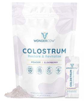 Poudre de colostrum WONDERCOW avec sureau, sachets individuels