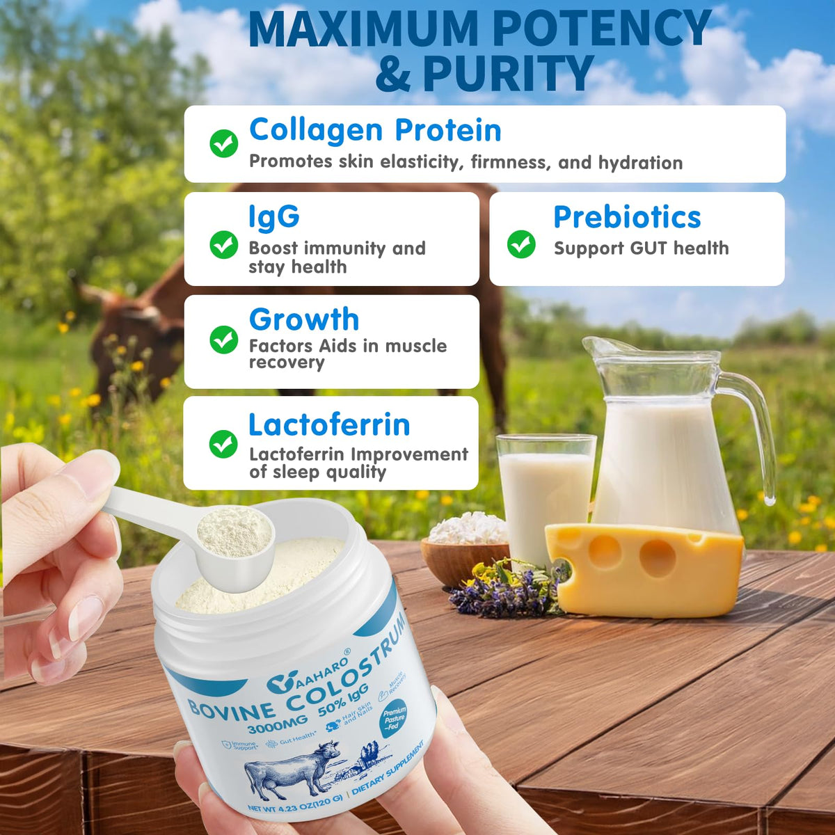 Poudre de colostrum YAAHARO avec des ingrédients naturels