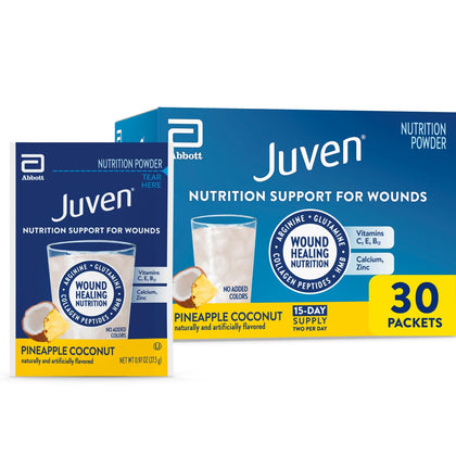 Poudre de complément alimentaire Juven au goût ananas-coco, paquet de 30 sachets