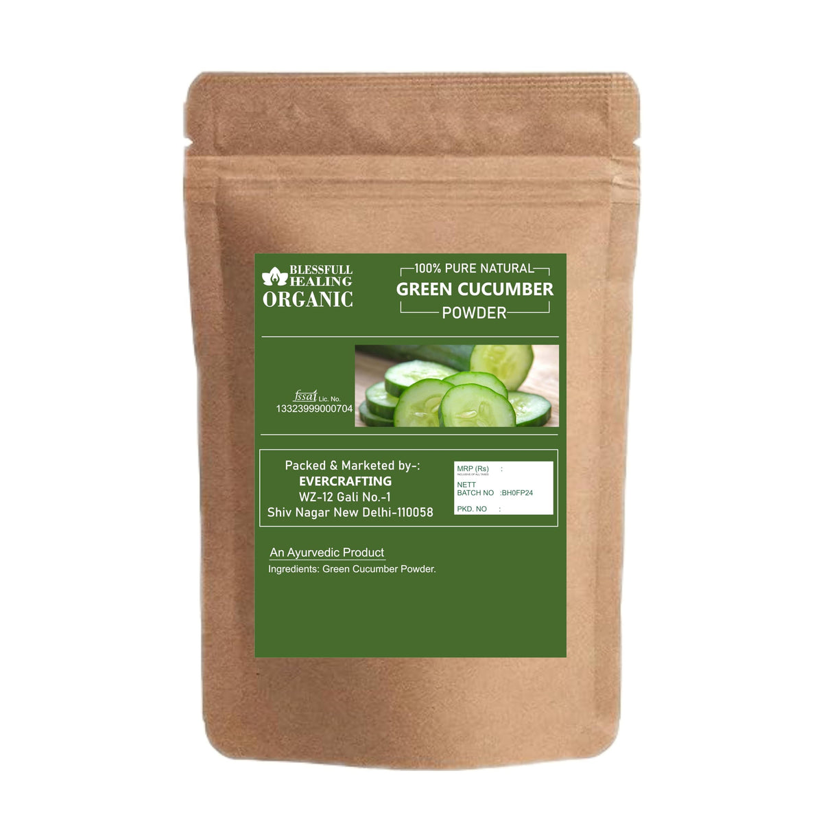 Poudre de concombre vert Blessfull Healing 200g vue de côté