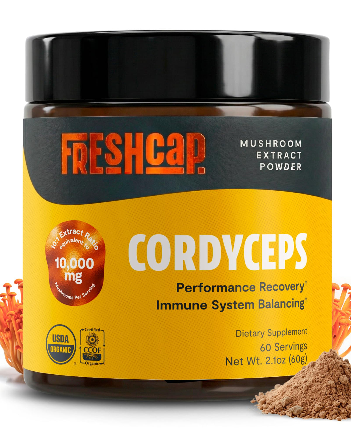 Poudre de cordyceps bio FreshCap 10:1 vue de face
