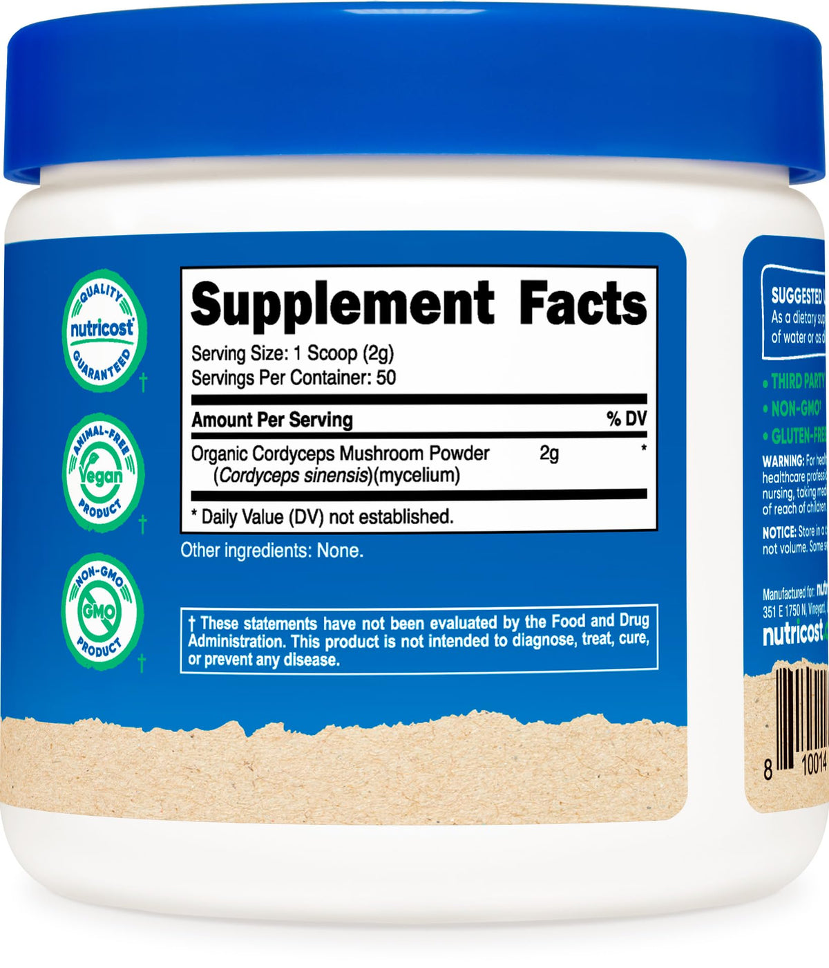Poudre de Cordyceps Bio Nutricost dans un bol avec d'autres ingrédients