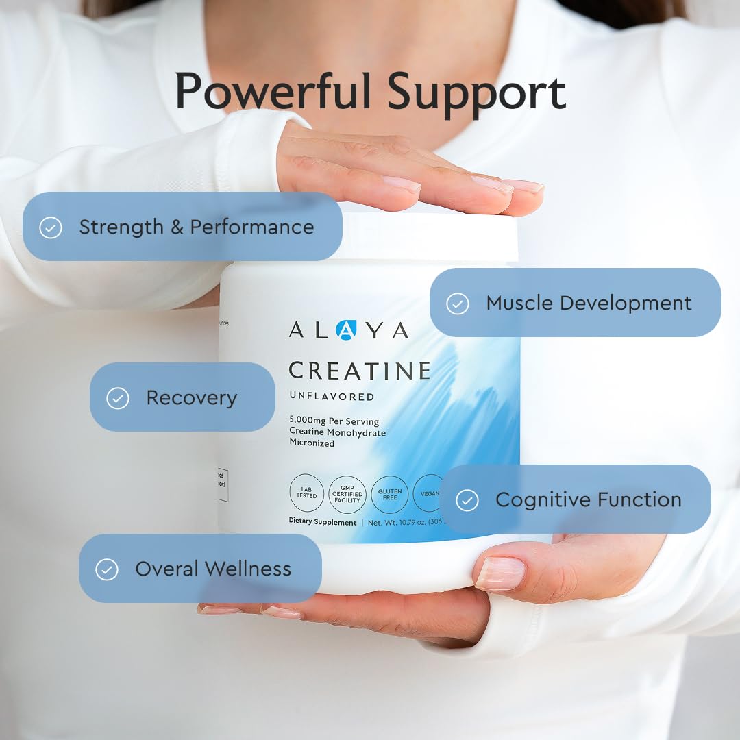 Poudre de créatine Alaya Naturals vue de côté