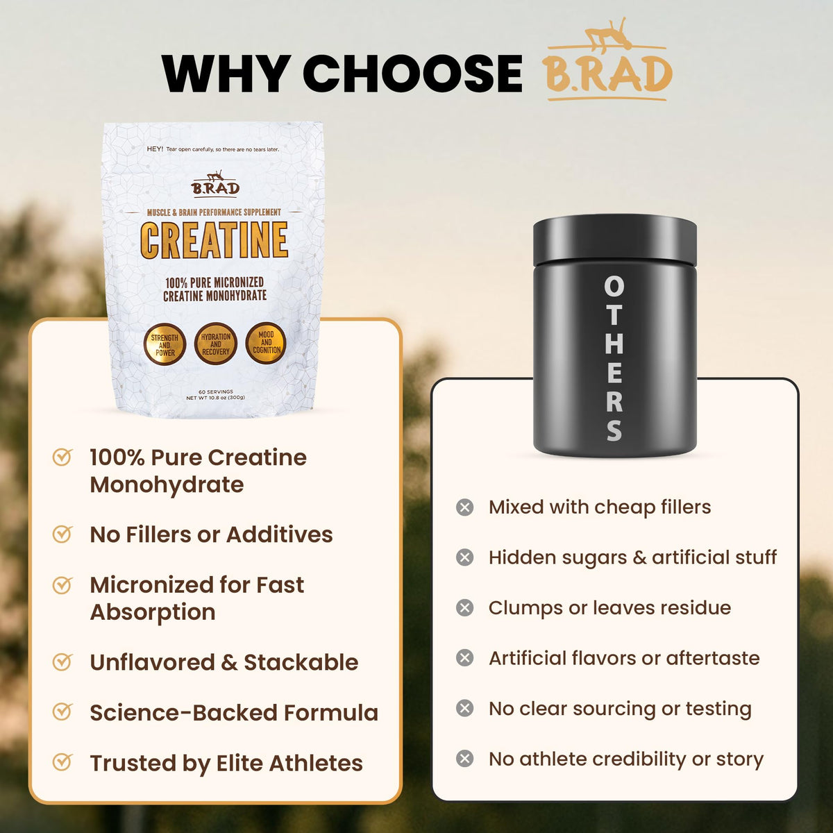 Poudre de créatine B.rad dans un smoothie