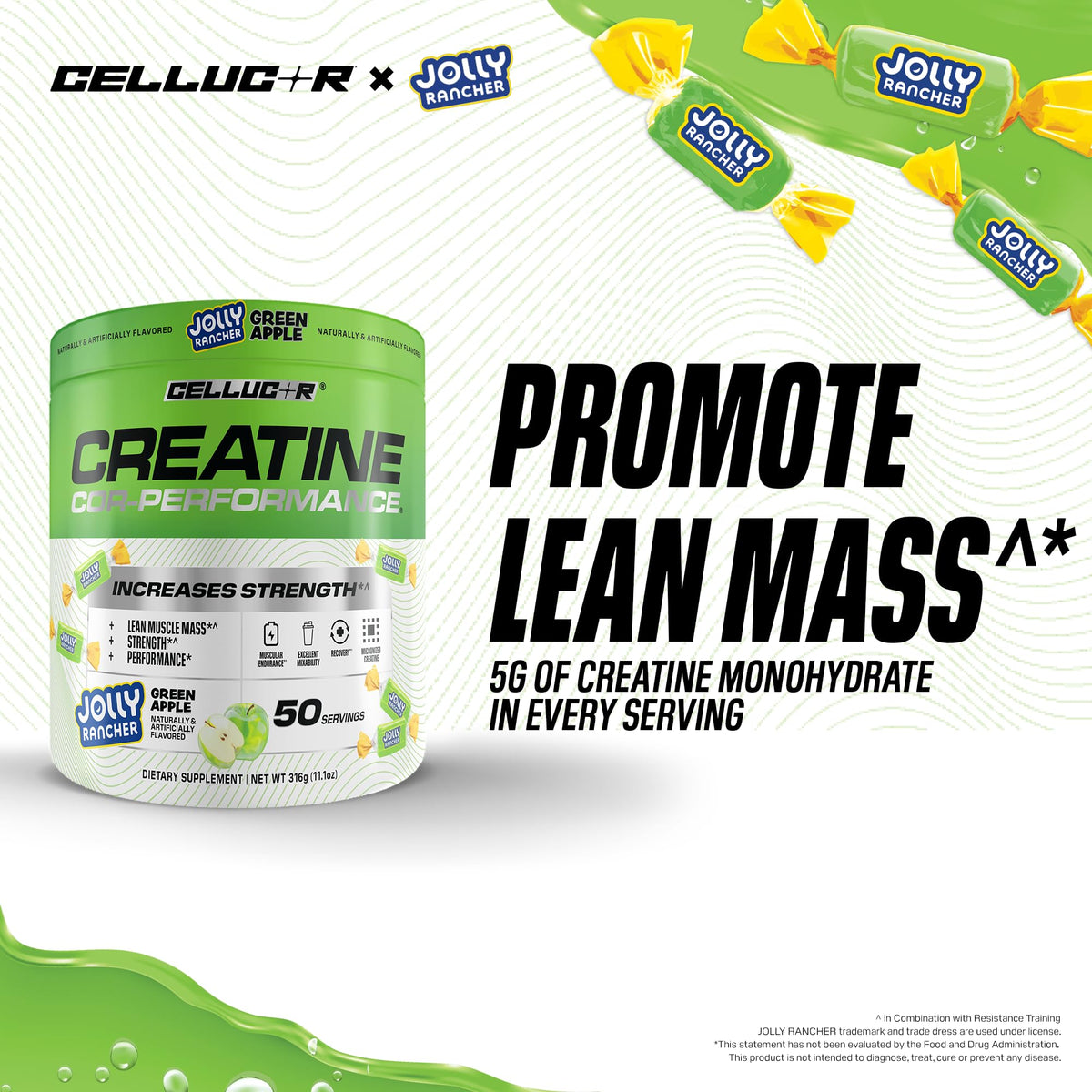 Poudre de créatine Cellucor 5g, mélange dans un shaker